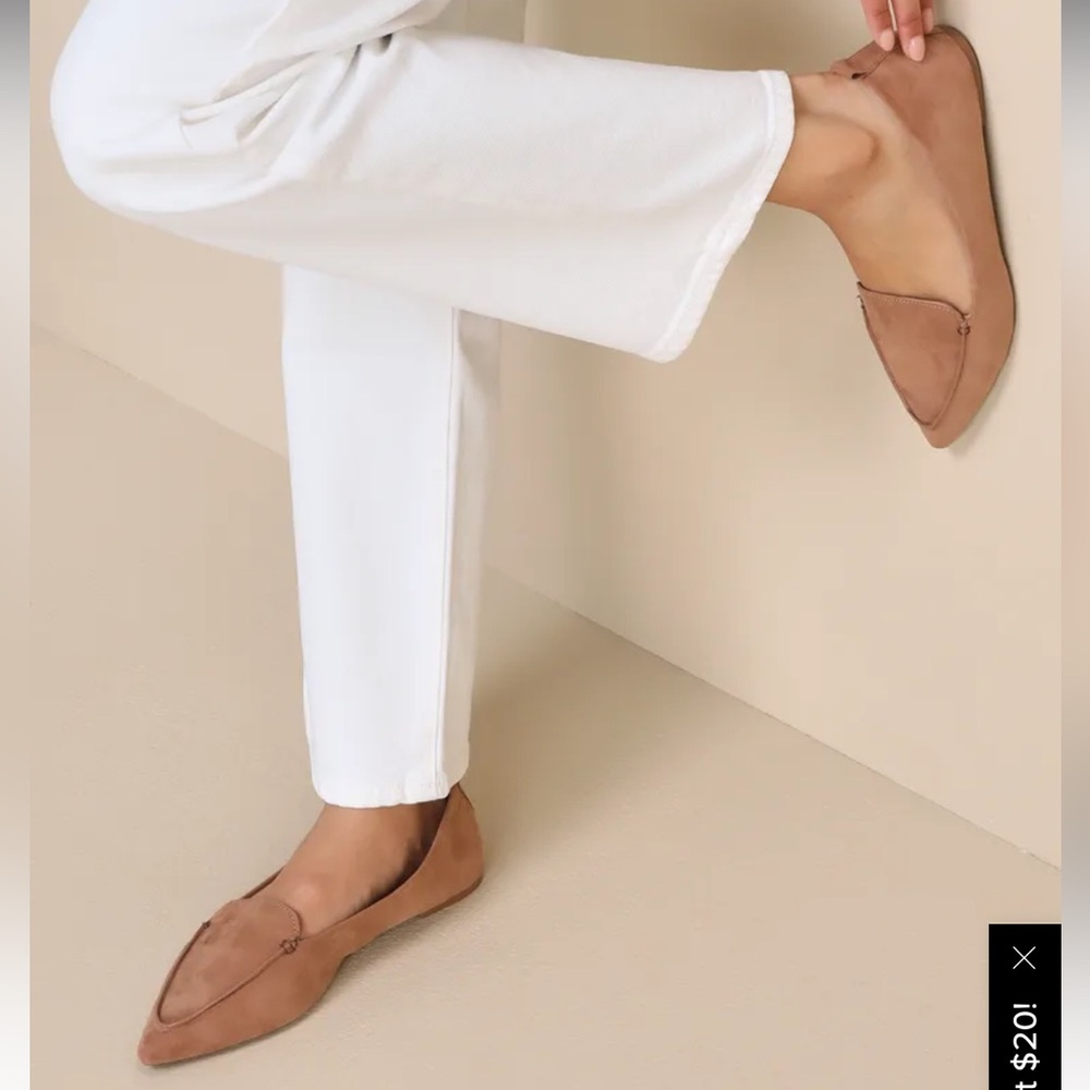 Lulus Emmy Suede Camel Flat. Never Worn. New in box.